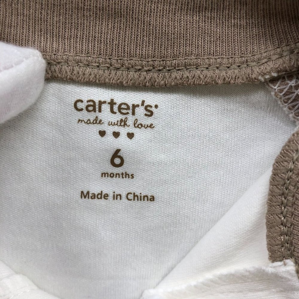 NWOT Carter's Baby 6M Footed‎ Cotton Pajamas 2 Piece Set With Bib Dog Print - Picture 5 of 6